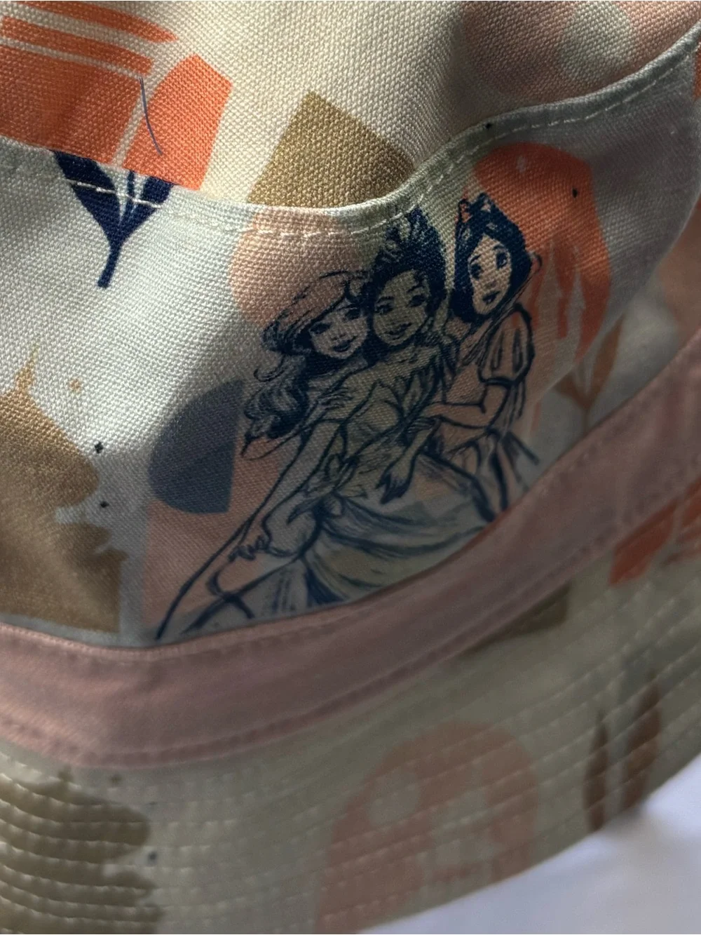Disney Princesses Disney Parks Pink Orange and Beige Patterned Bucket Hat